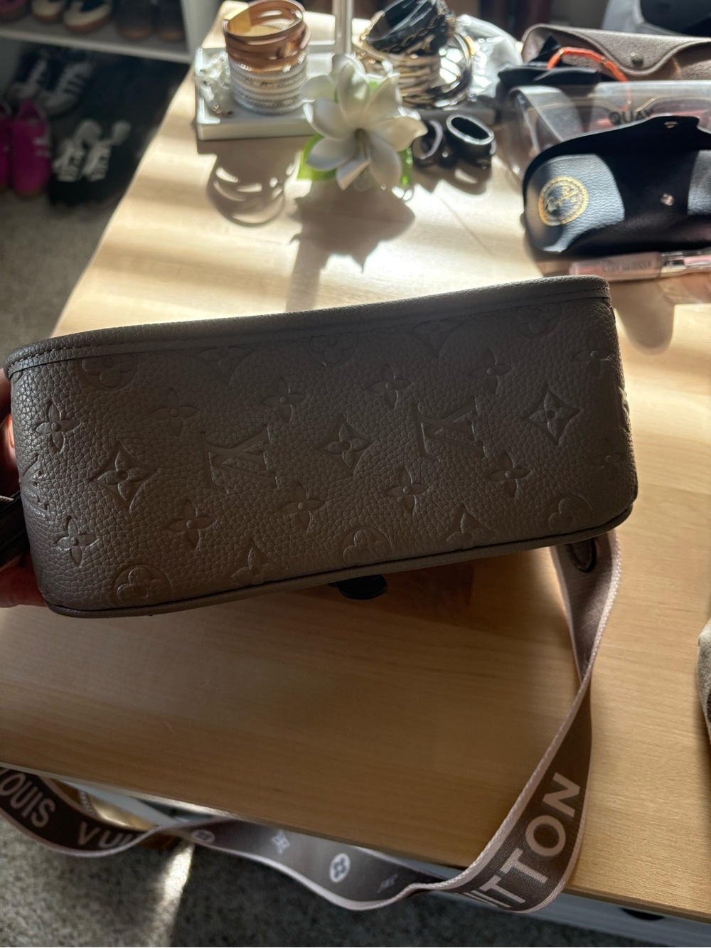Louis Vuitton Taupe Monogram Crossbody Bag - Picture 6 of 7